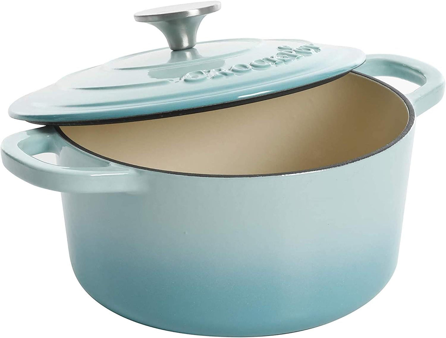 3 Quart Enameled Cast Iron Dutch Oven – Aqua - Curated Catalog X6